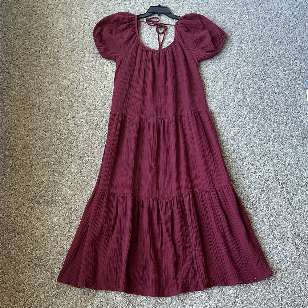Socialite Tiered Gauze Maxi Dress in Wine Cottagecore Women’s Size Small NWOT